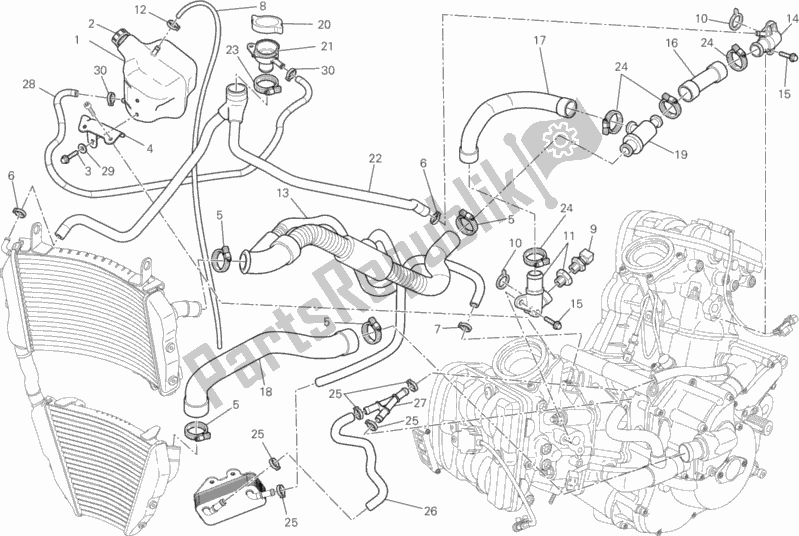 Toutes les pièces pour le Circuit De Refroidissement du Ducati Streetfighter S USA 1100 2013